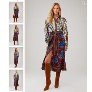 Farm Rio Winter Mix Midi Shirt Dress